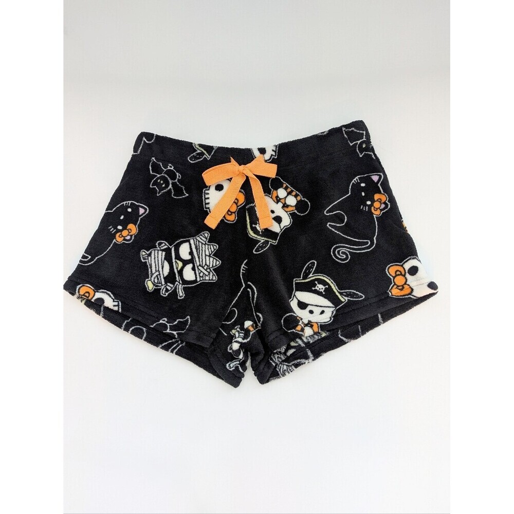 NWT Hello Kitty (Medium) Black & Orange Plush Fleece Pajama Shorts/Boxers/Bottom